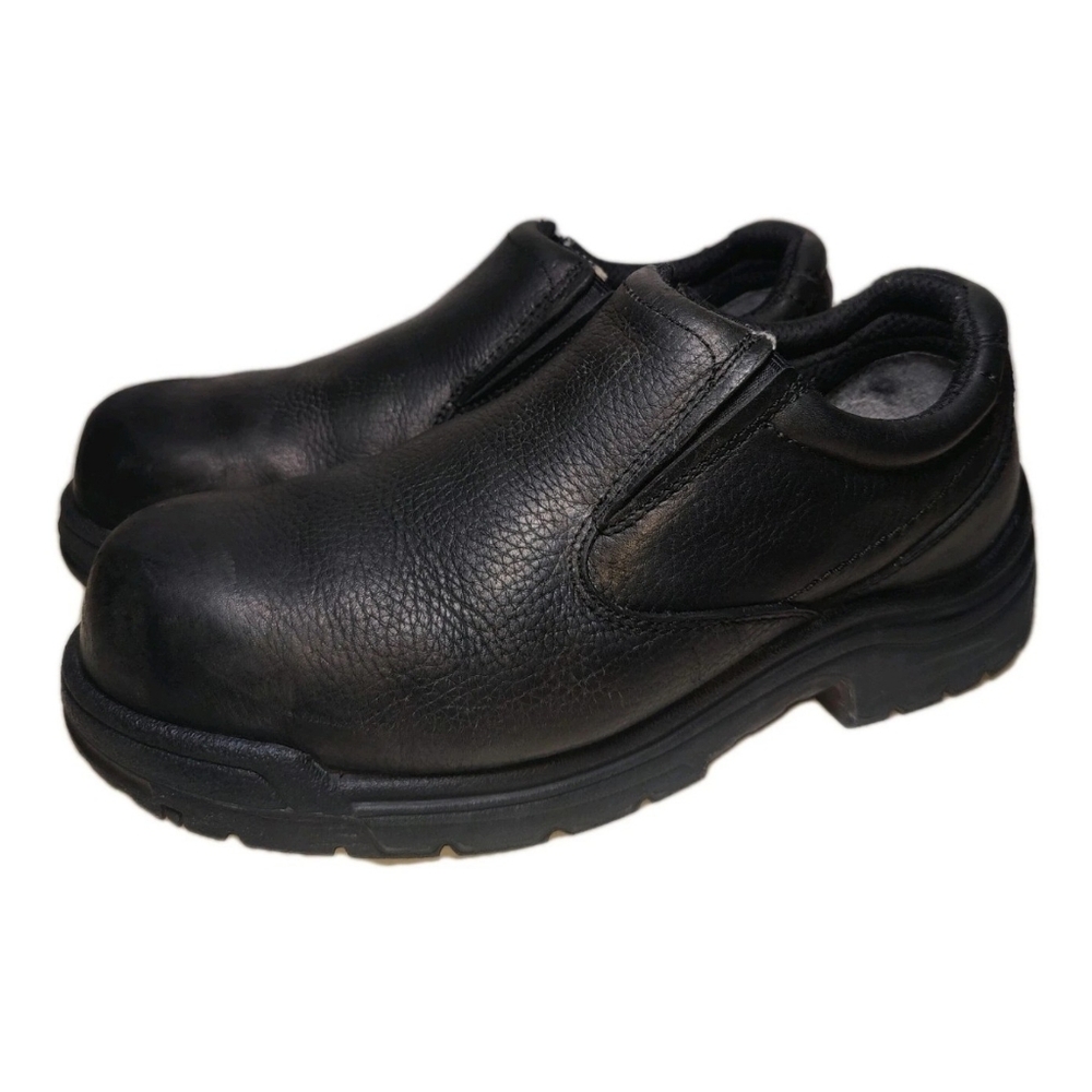 Timberland PRO Men's Size 9.5 EH Composite Toe Slip-On Shoes 99512 Black Leather